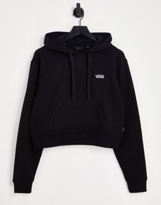Vans left chest logo cropped hoodie in black