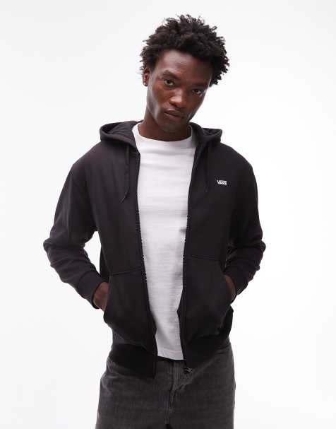 Vans left chest logo full zip track jacket in black - view 1