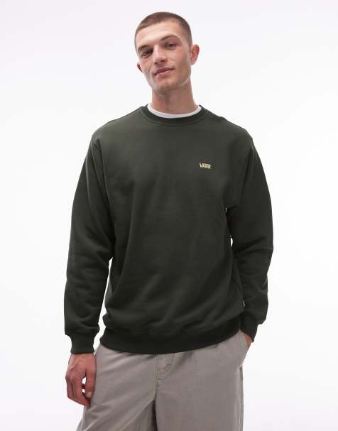 Vans left chest logo loose fit sweatshirt in dark olive green - view 1