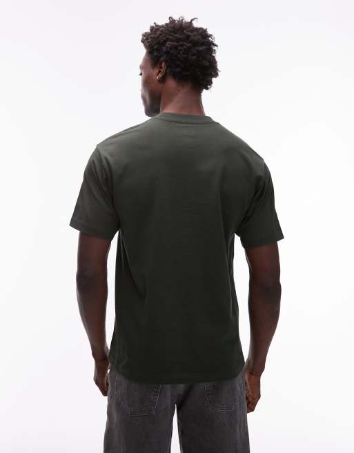 Vans left chest logo loose fit t-shirt in dark olive green, 3 of 5