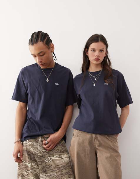 Vans left chest logo oversized fit t-shirt in dark navy - view 1