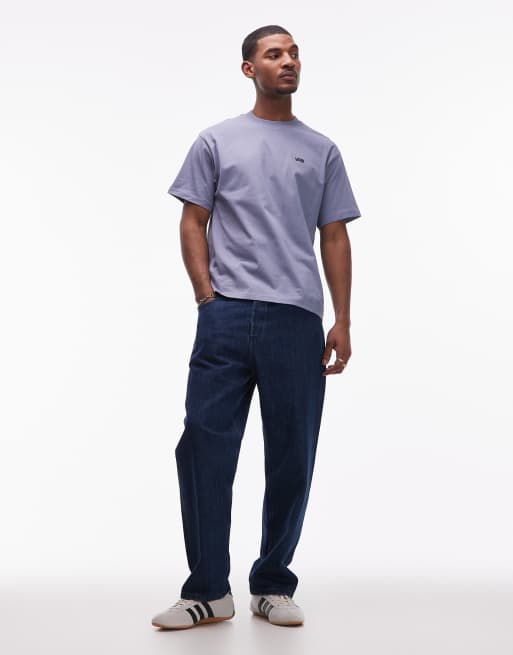 Vans left chest logo oversized t-shirt in mid blue, 2 of 5