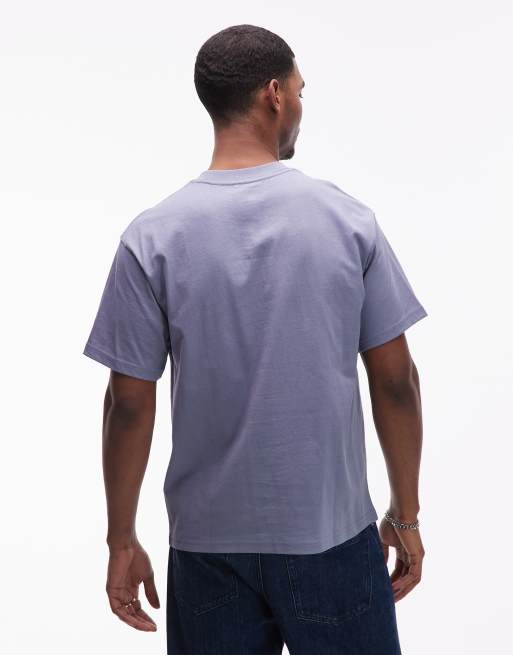 Vans left chest logo oversized t-shirt in mid blue, 3 of 5