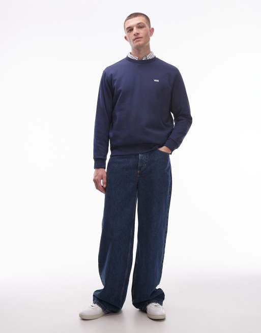 Vans left chest logo regular fit sweatshirt in navy blue, 2 of 5