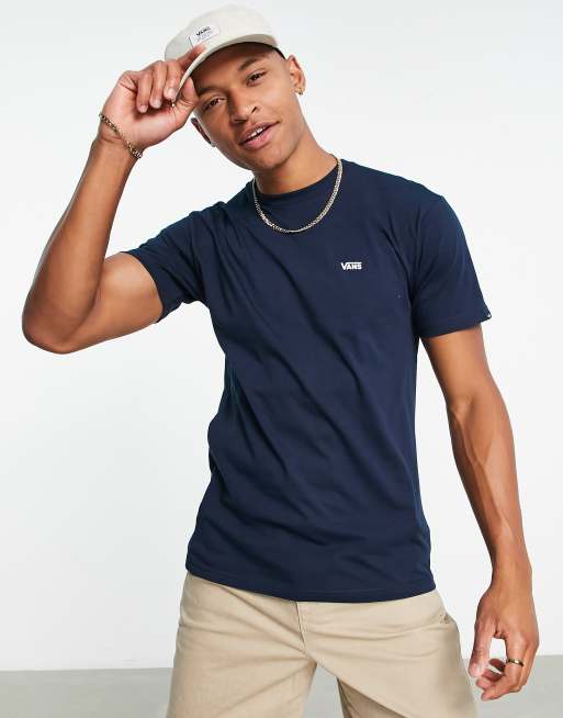 Vans left chest logo t shirt in navy ASOS