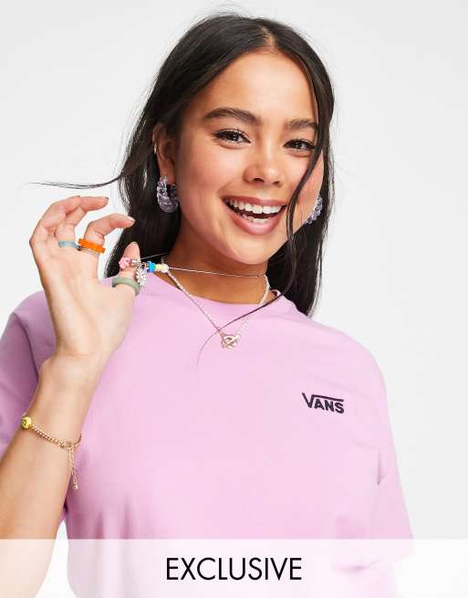 Vans Left Chest Logo t shirt in pink ASOS