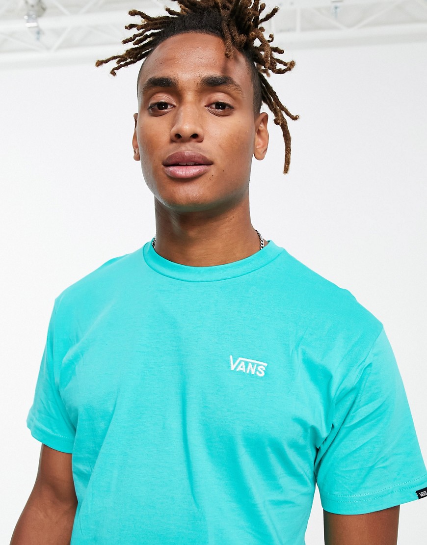 Vans Left chest logo t-shirt in teal Exclusive at ASOS-Blue
