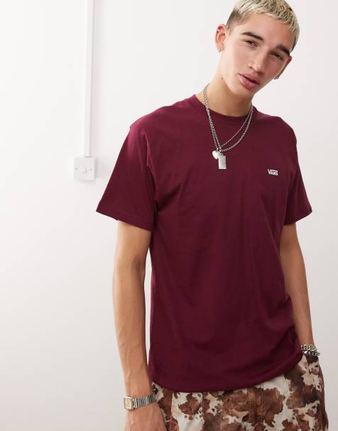 Vans left chest logo tee in burgundy - view 1
