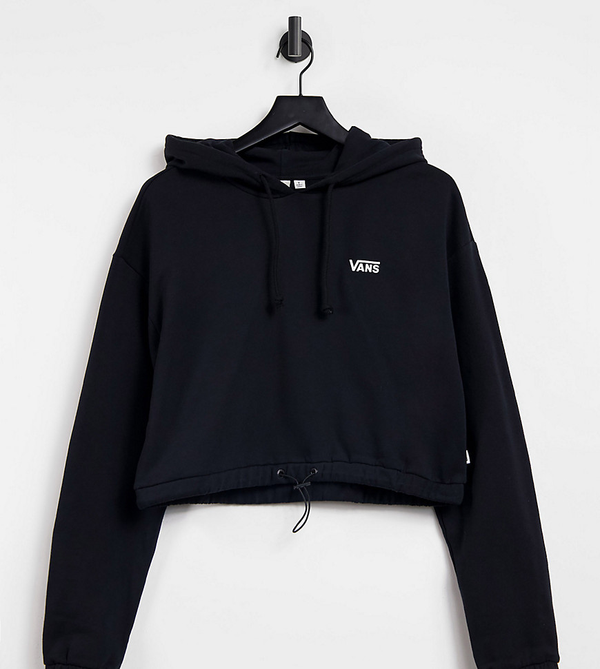 Vans Left Chest Small Logo cropped draw corduroy hoodie in black Exclusive at ASOS