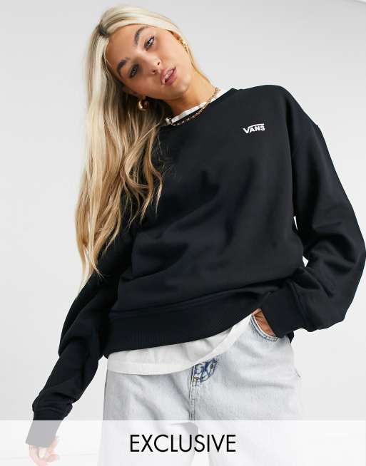 escribir una carta té Irónico Vans Left Chest Small Logo oversized fleece sweatshirt in black Exclusive  at ASOS | ASOS