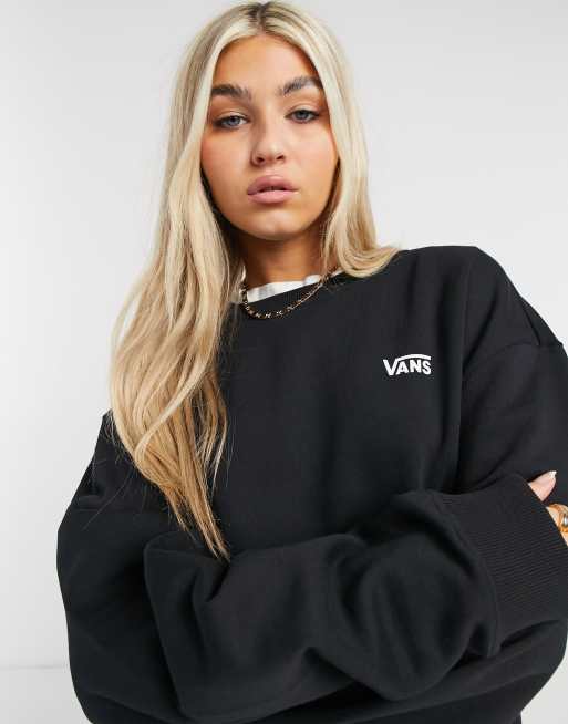 Negar recoger sin Vans Left Chest Small Logo oversized fleece sweatshirt in black Exclusive  at ASOS | ASOS