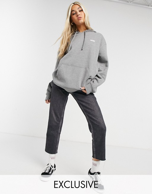 Vans Left Chest Small Logo oversized hoodie in grey Exclusive at ASOS
