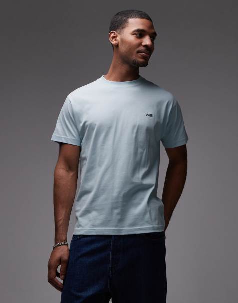 Vans - Left - T-shirt met logo op de borst in lichtblauw - view 1