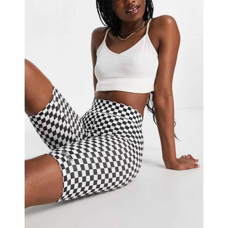 Black & Grey Checkerboard  Women's Short Sleeve Biker Short Set