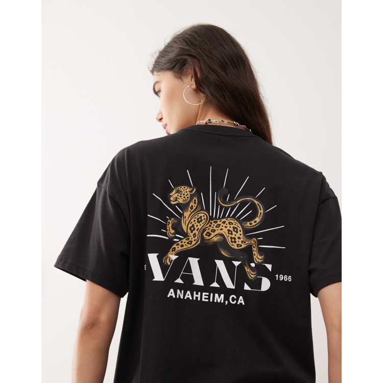 Vans Leopard palm oversized tee in black | ASOS