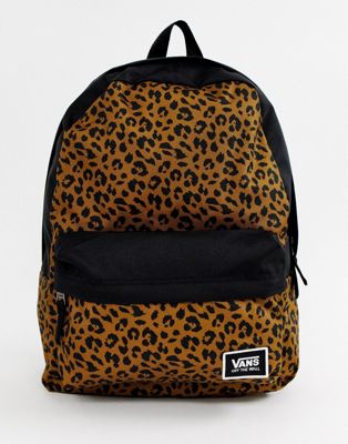 vans black leopard print backpack