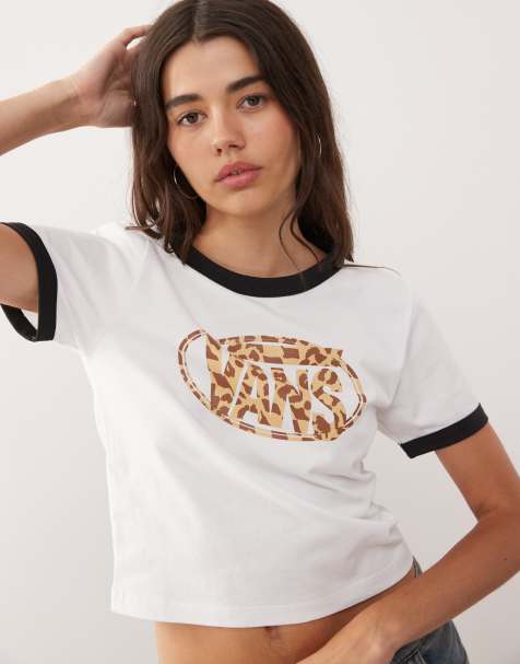 Vans – Leopard – T-Shirt mit schwarzer Einfassung und ovalem Logo mit Leopardenmuster - view 1