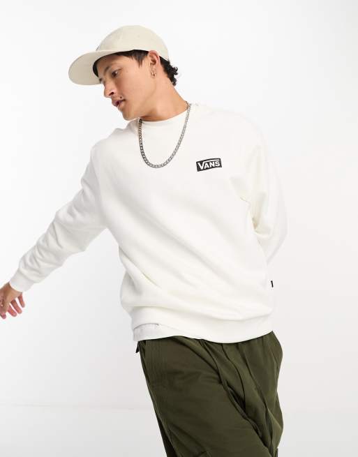 Vans – Locker geschnittenes Sweatshirt in gebrochenem Weiß mit Kasten-Logo
