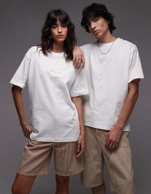 Vans - Locker geschnittenes T-Shirt in Wollweiß mit zentriertem, farblich abgestimmtem Box-Logo