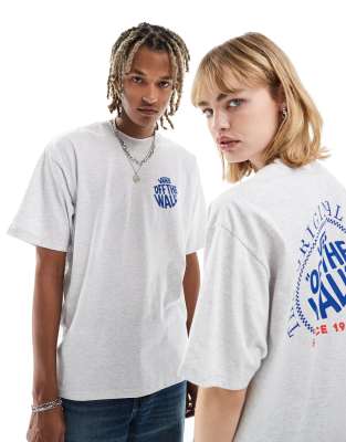 Vans - Lockeres T-Shirt in Hellgrau mit rundem Logo und Rückenprint