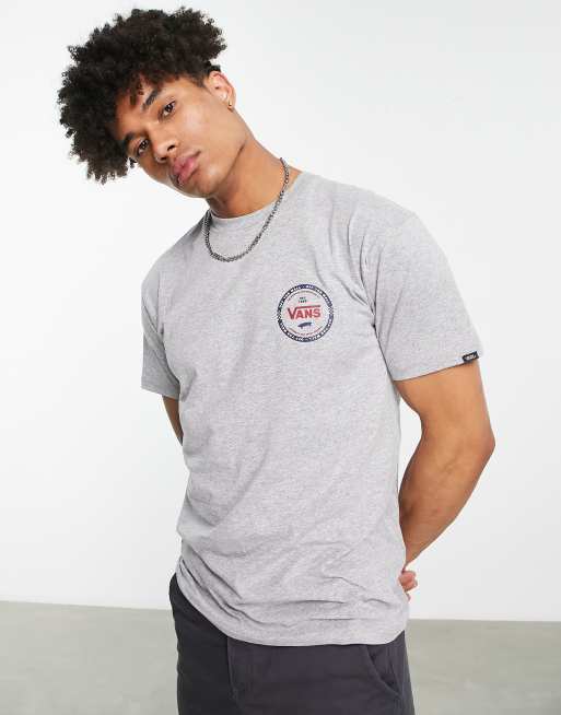 Vans Logo Check back print t shirt in grey