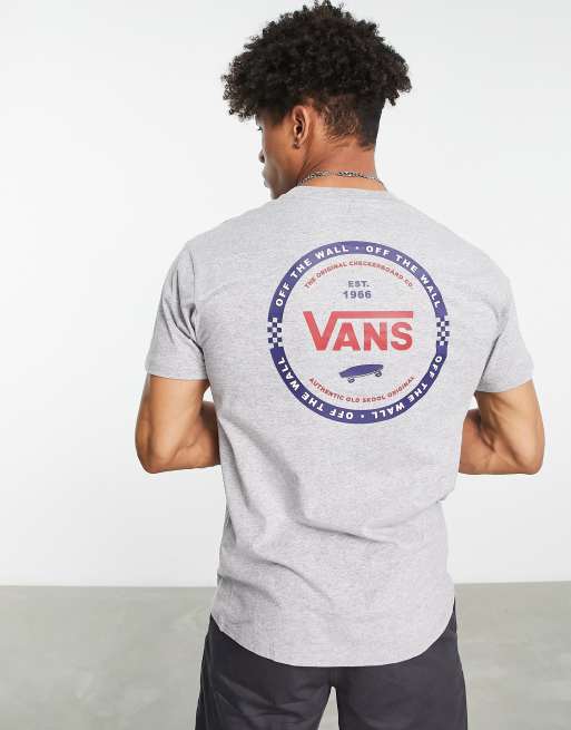 Vans Logo Check T shirt grigia con stampa del logo sul retro ASOS