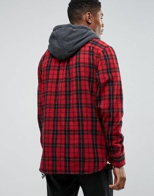 Vans Lopes Hooded Shirt In Red 
