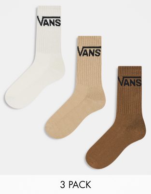Vans - Lot de 3 paires de chaussettes classiques - Marron neutre