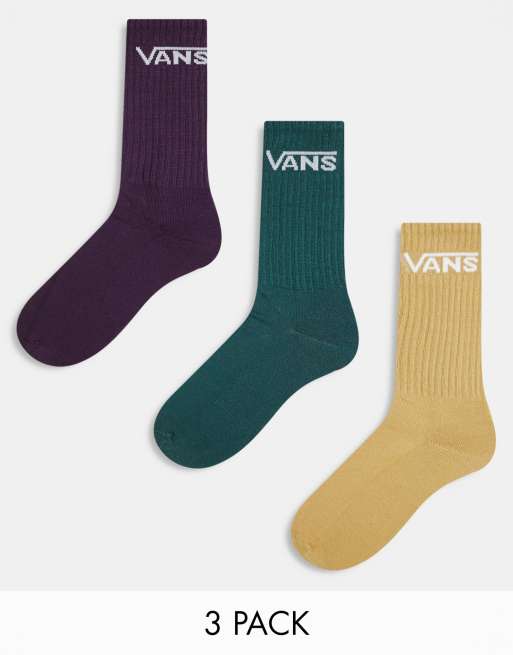 Vans - Lot de 3 paires de chaussettes classiques - Vert, fauve et bordeaux