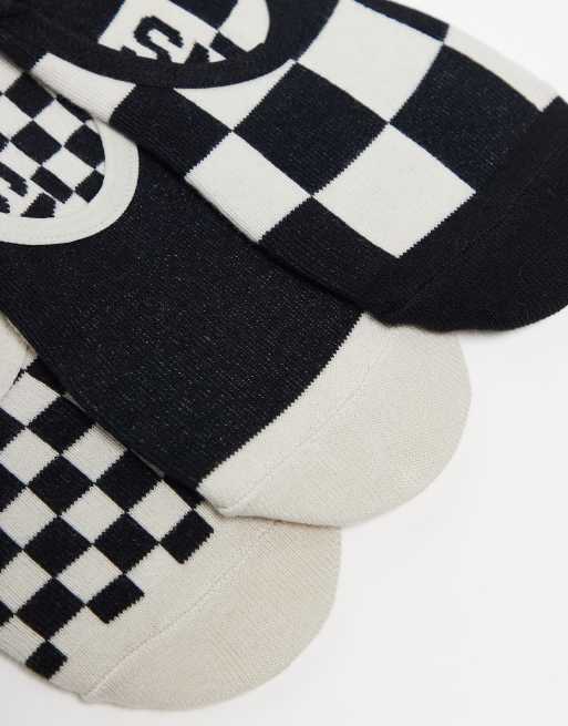 Vans - Lot de 3 paires de chaussettes invisibles à carreaux - Noir/blanc, 2 de 3