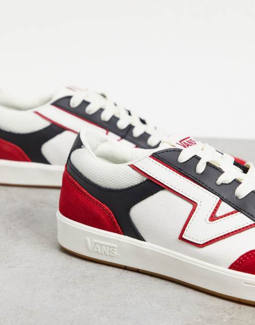 Vans femme blanche et rouge sale