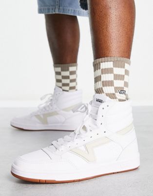 Vans Lowland Hi Leather trainers in off white