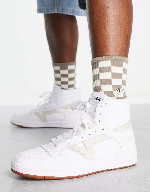 Vans - Lowland Hi - Råhvide lædersneakers 