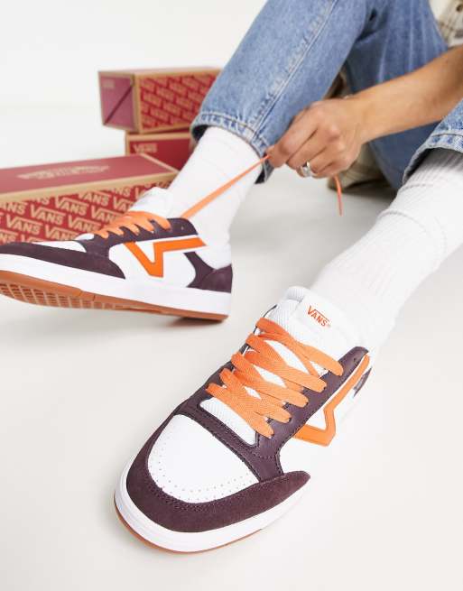 Vans Lowland sneakers in burgundy and orange