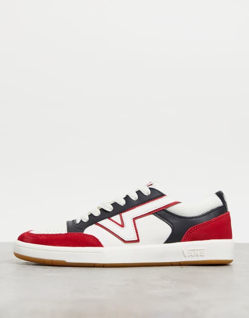 Vans Lowland sneakers in marshmallow and red 