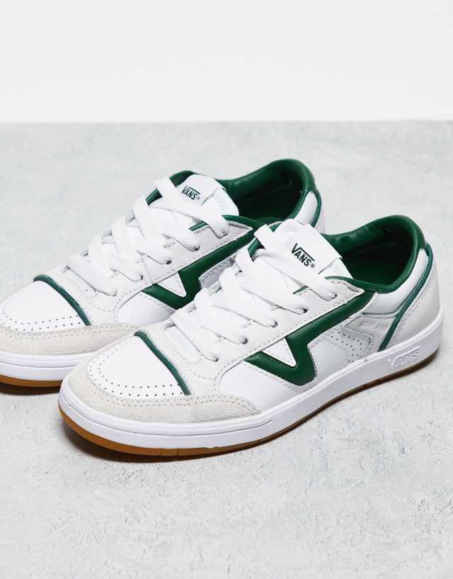 Vans lowland sneakers in white leather with green details