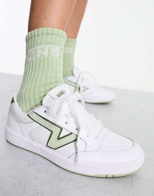 Vans Lowland sneakers in white leather with green pop | ASOS