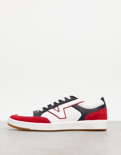 Vans Lowland sport sneakers in white and red 