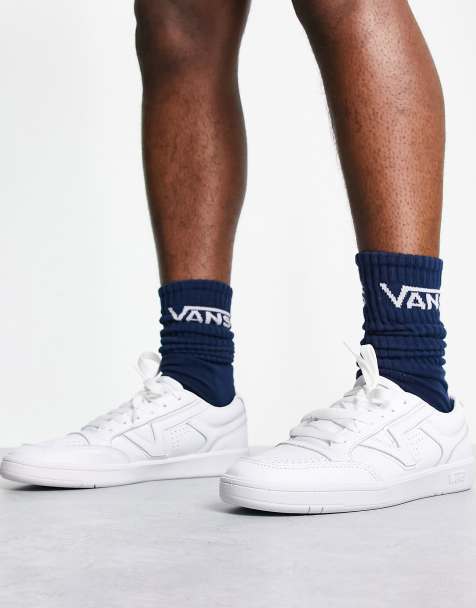 Vans Lowland trainers in triple white leather - view 1