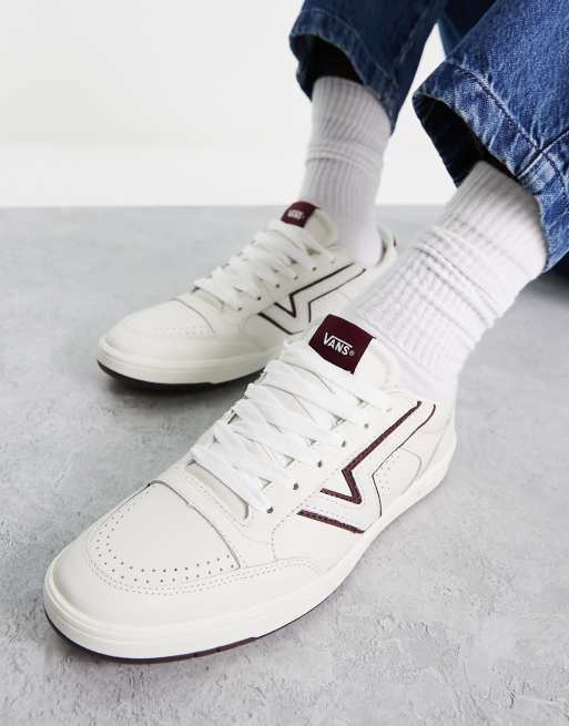 Vans Lowland trainers in white and burgundy