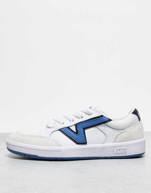 Vans white and blue hot sale stripe