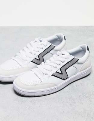 Vans Lowland trainers in white with grey side stripe The Hoxton Trend