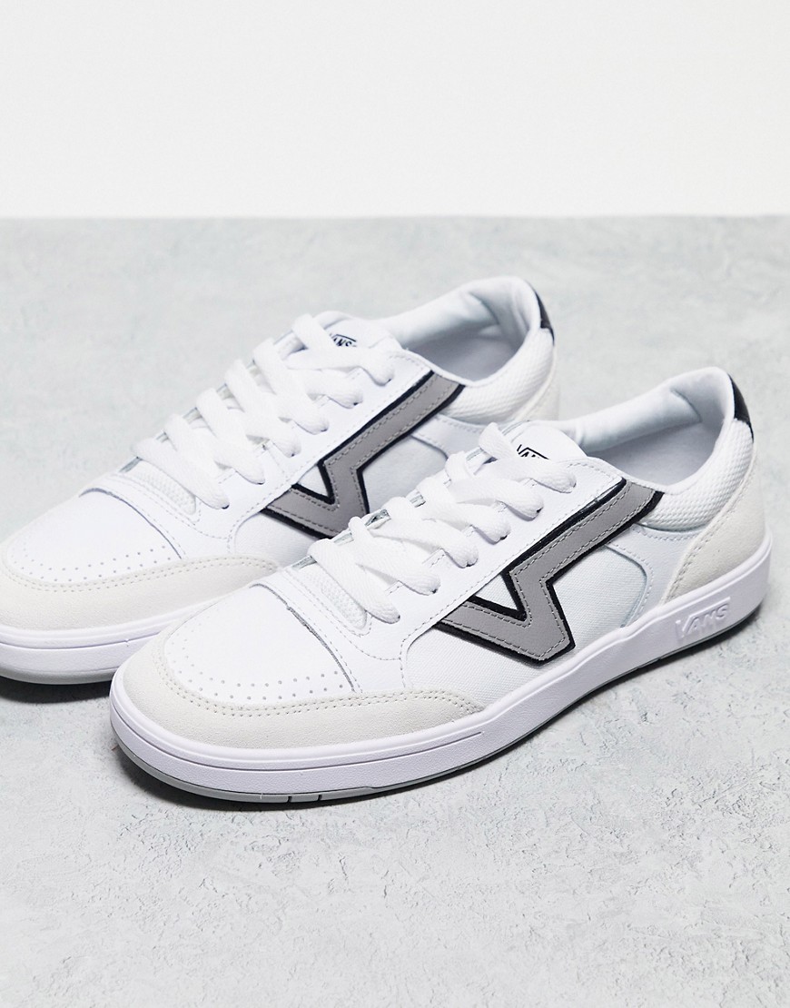 Vans Lowland trainers in white with grey side stripe