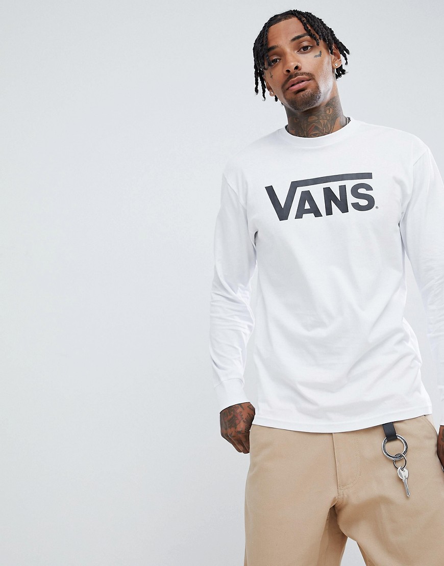 Vans - Maglietta a maniche lunghe bianca con logo grande VN000K6HYB21-Bianco