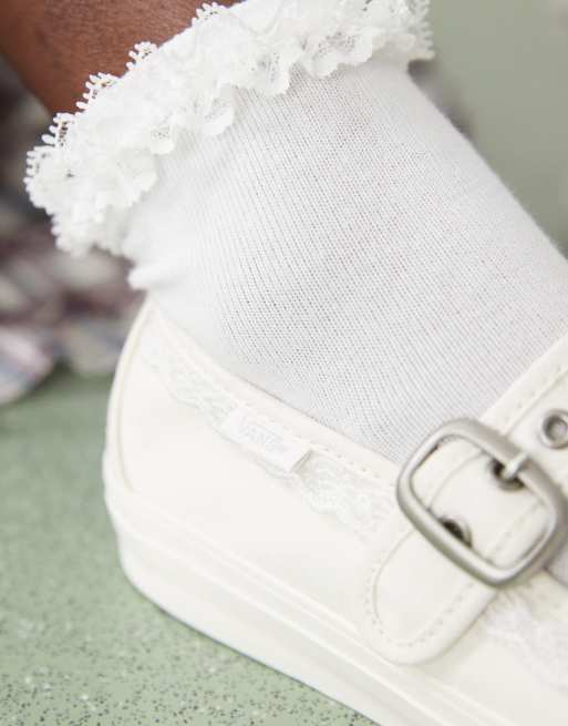 Vans Mary Jane canvas sneakers in white with ruffle detail, 3 of 4