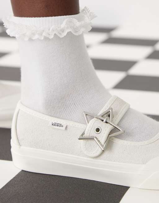 Vans Mary Jane canvas sneakers in white with star buckle detail, 2 of 4