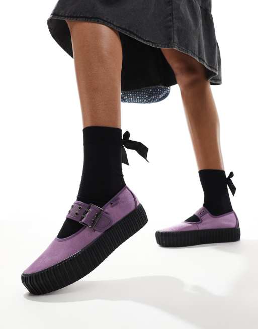 Vans Mary Jane Creeper shoe with strap detail in purple