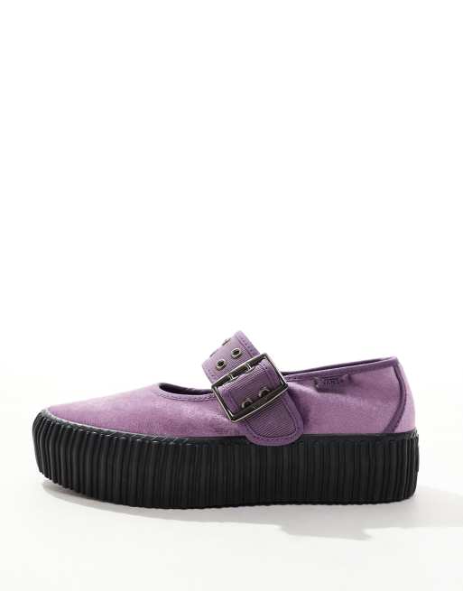 Vans Mary Jane Creeper shoe with strap detail in purple