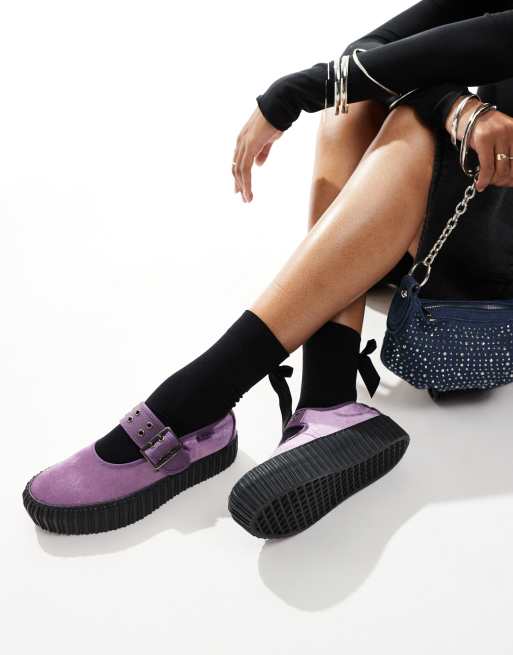 Vans Mary Jane Creeper shoe with strap detail in purple