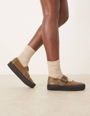 Vans - Mary-Jane-Creepers in Metallic-Braun mit Plateausohle-Brown